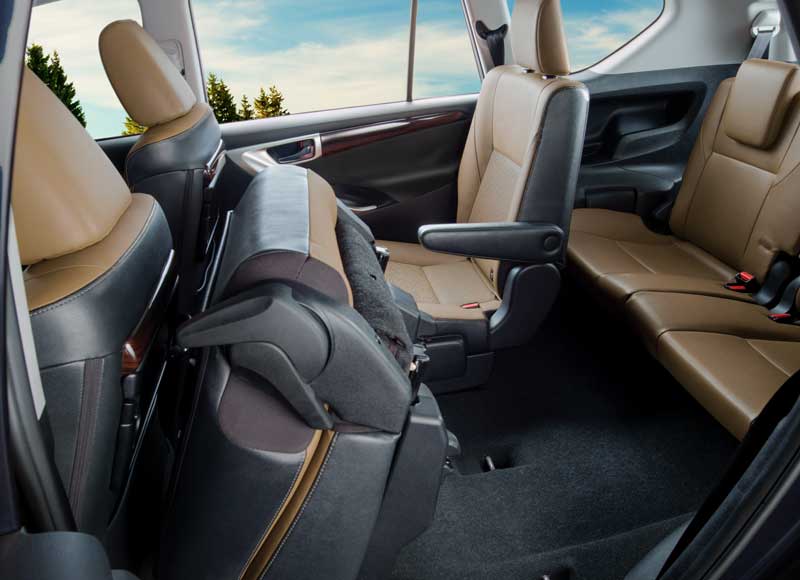 Toyota Innova Crysta cabin view with foldable seats, Perfect for outstation trips from Delhi