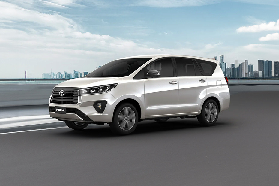 Innova Crysta front angle view, premium MPV available for rent in Delhi for local and outstation trips